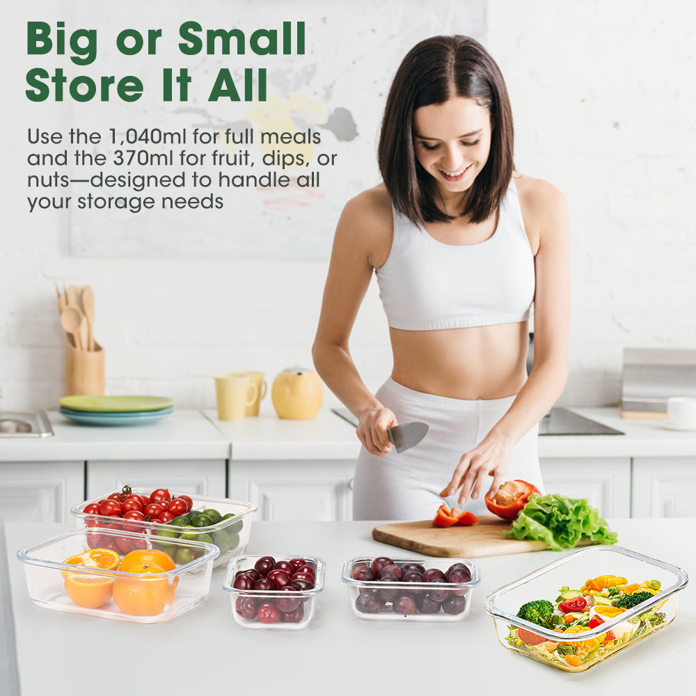 ZUNI Glass Food Container with Lid Airtight Meal Pre Storage - Sunyee