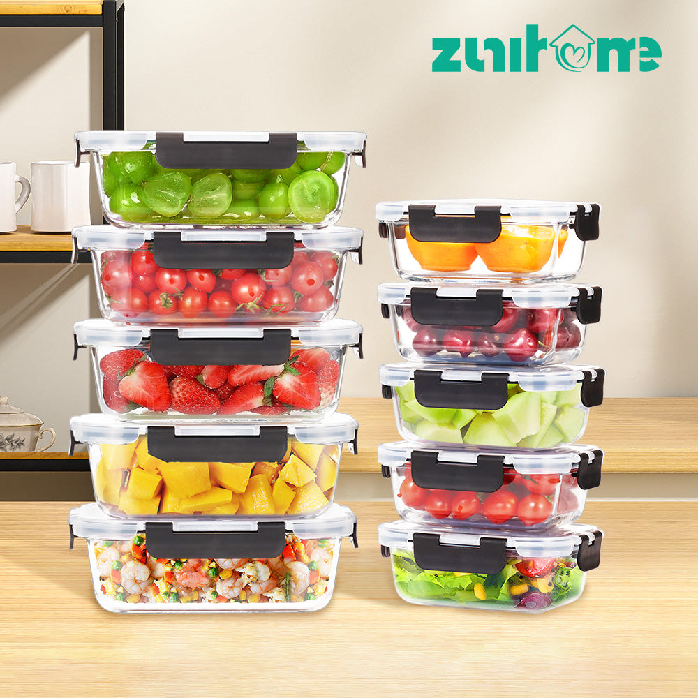 ZUNI Glass Food Container with Lid Airtight Meal Pre Storage
