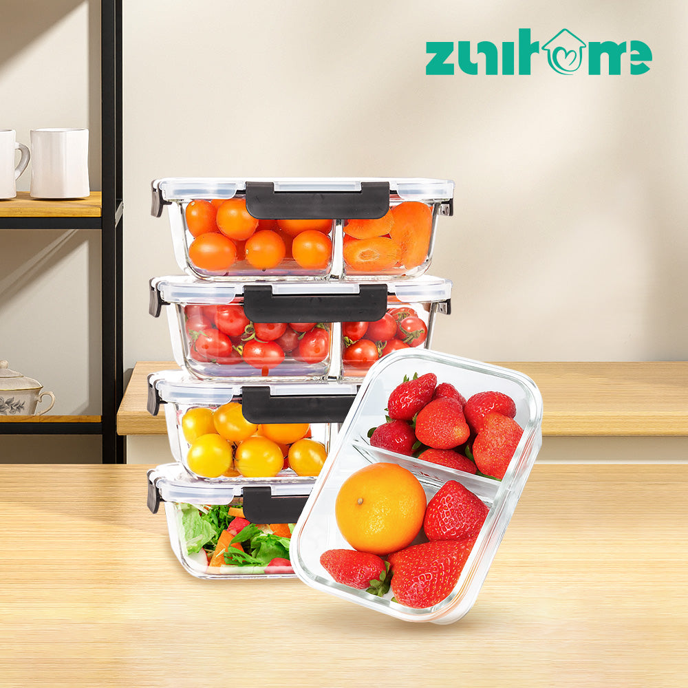 ZUNI Glass Food Container with Lid Airtight Meal Pre Storage