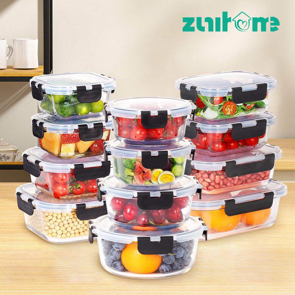 ZUNI Glass Food Container with Lid Airtight Meal Pre Storage