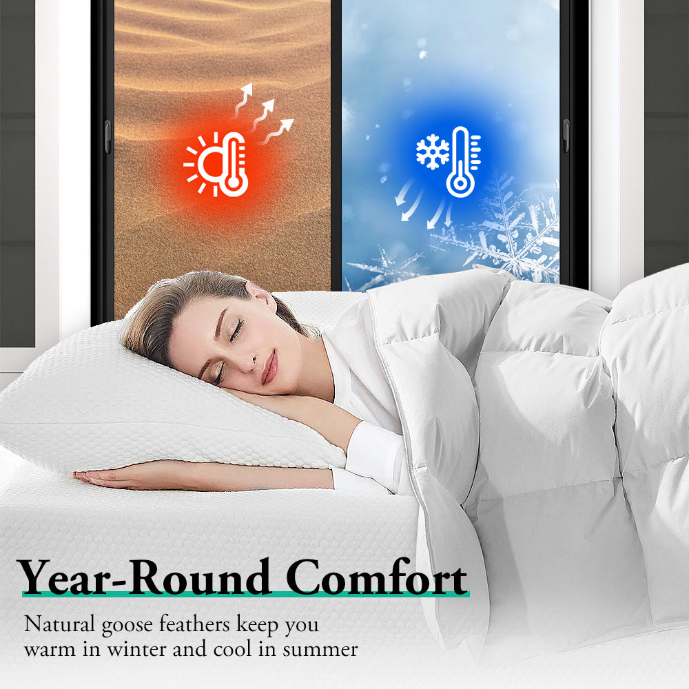 ZUNI Goose Down Duvet Quilt 500GSM Duvet Doona Winter Summer Quilt Super King - Sunyee