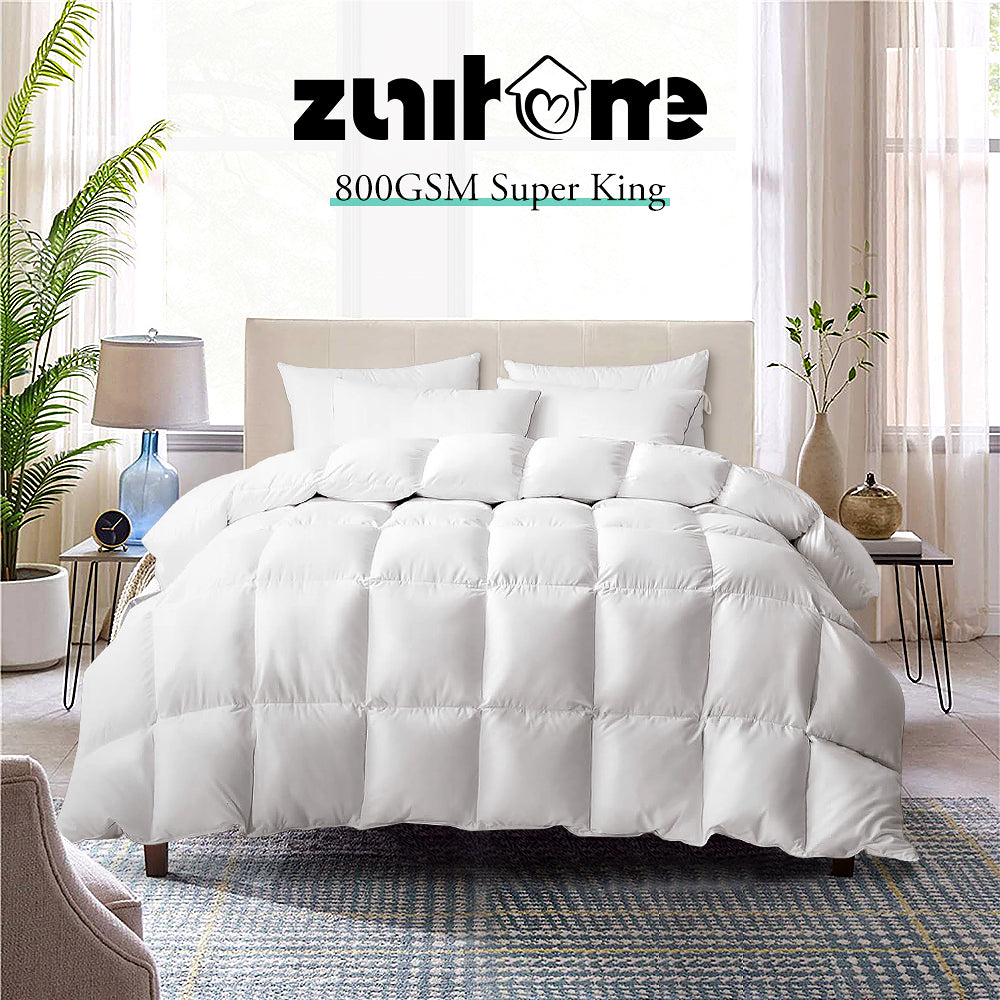 ZUNI Goose Down Duvet Quilt 800GSM Duvet Doona Winter Summer Quilt Super King - Sunyee