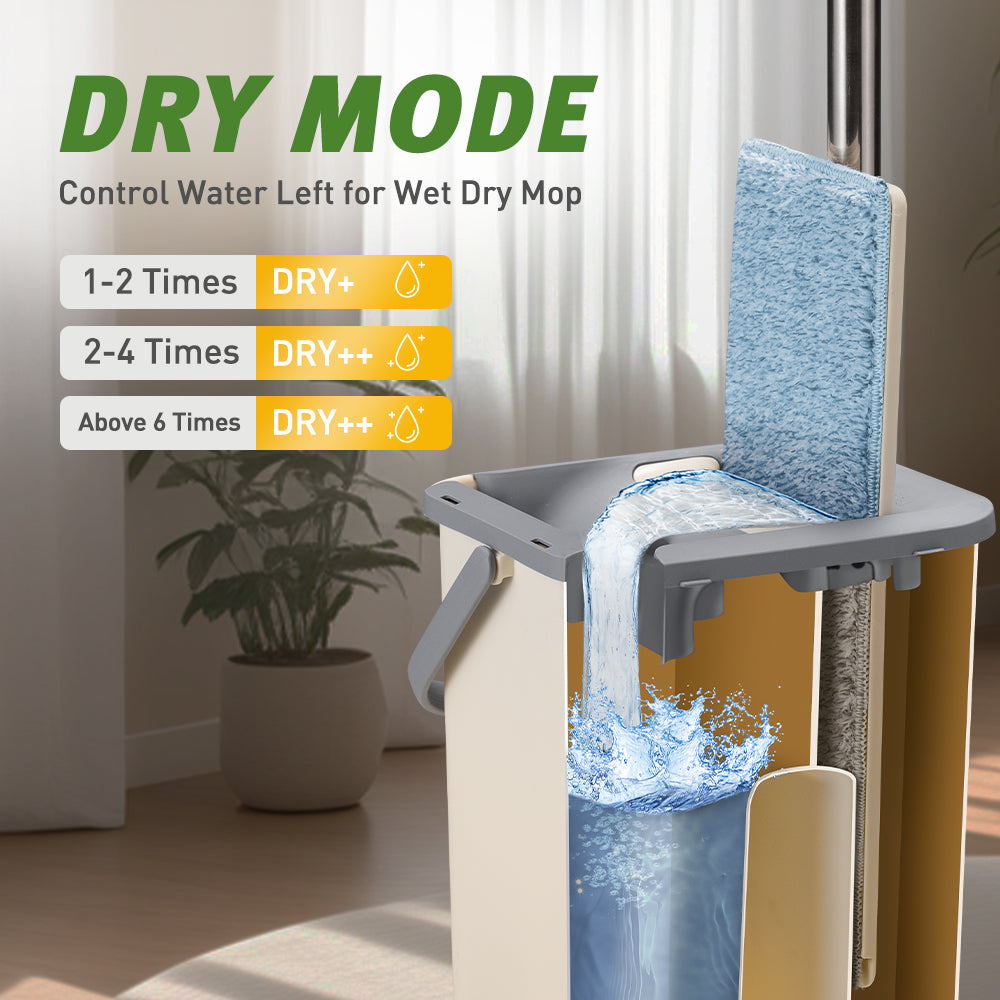 ZUNI Flat Mop and Bucket Floor Mop Cleaner Set Wet Dry w/ 6 Heads - Sunyee