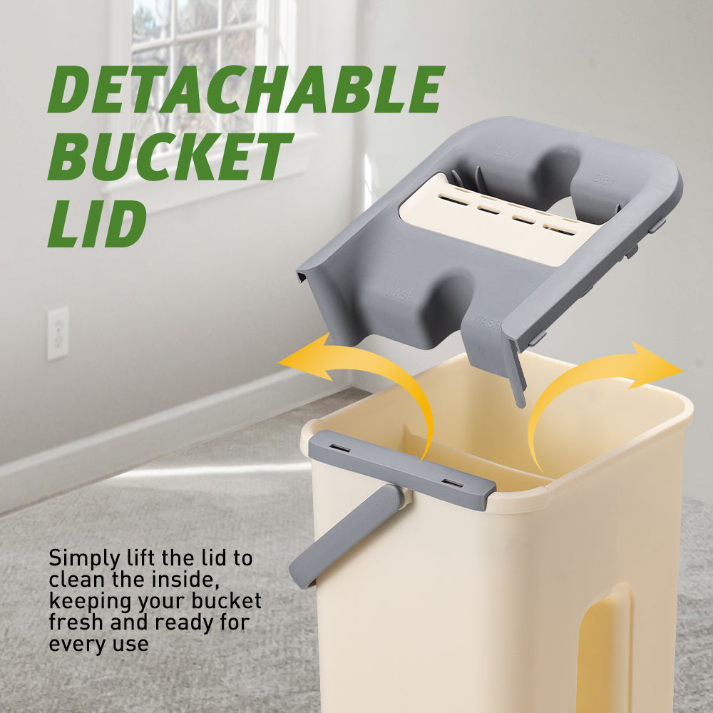 ZUNI Flat Mop and Bucket Floor Mop Cleaner Set Wet Dry w/ 6 Heads - Sunyee