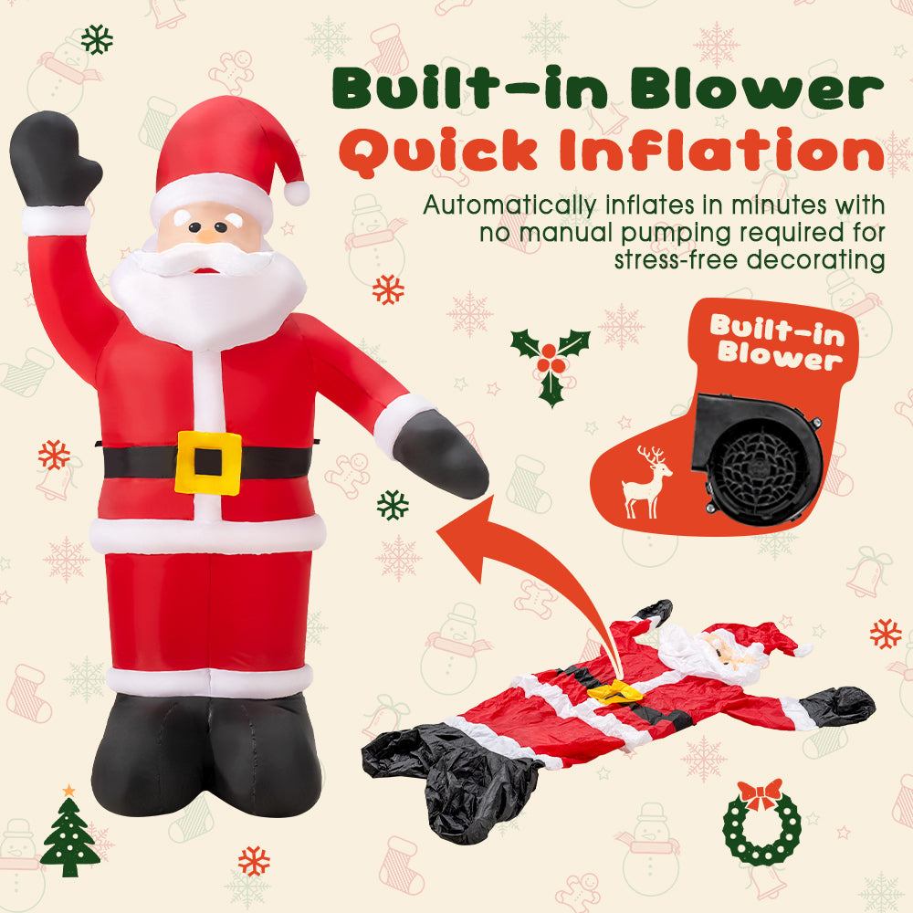 ZUNI Christmas Inflatable 2.45M Santa Xmas Outdoor Decoration LED Lights - Sunyee