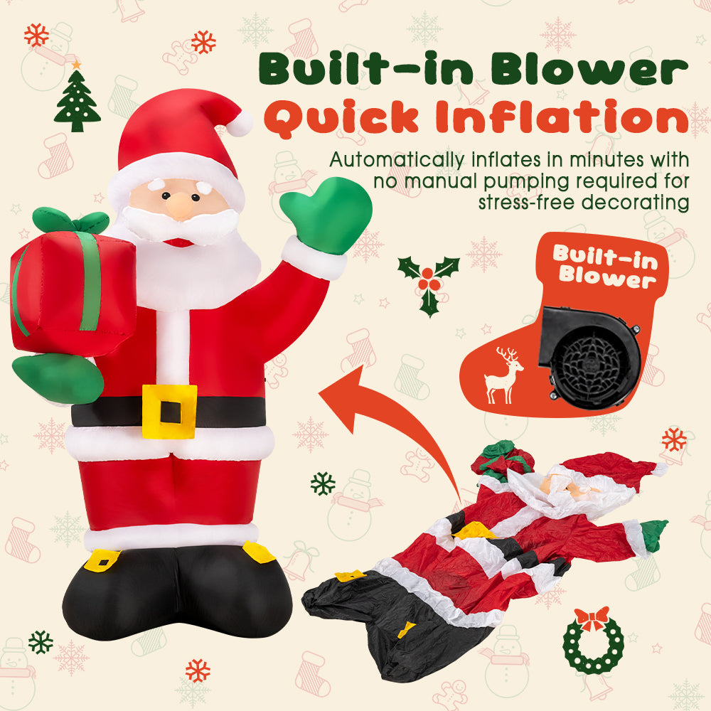 ZUNI Christmas Inflatable 2.4M Santa Xmas Outdoor Decoration LED Lights - Sunyee