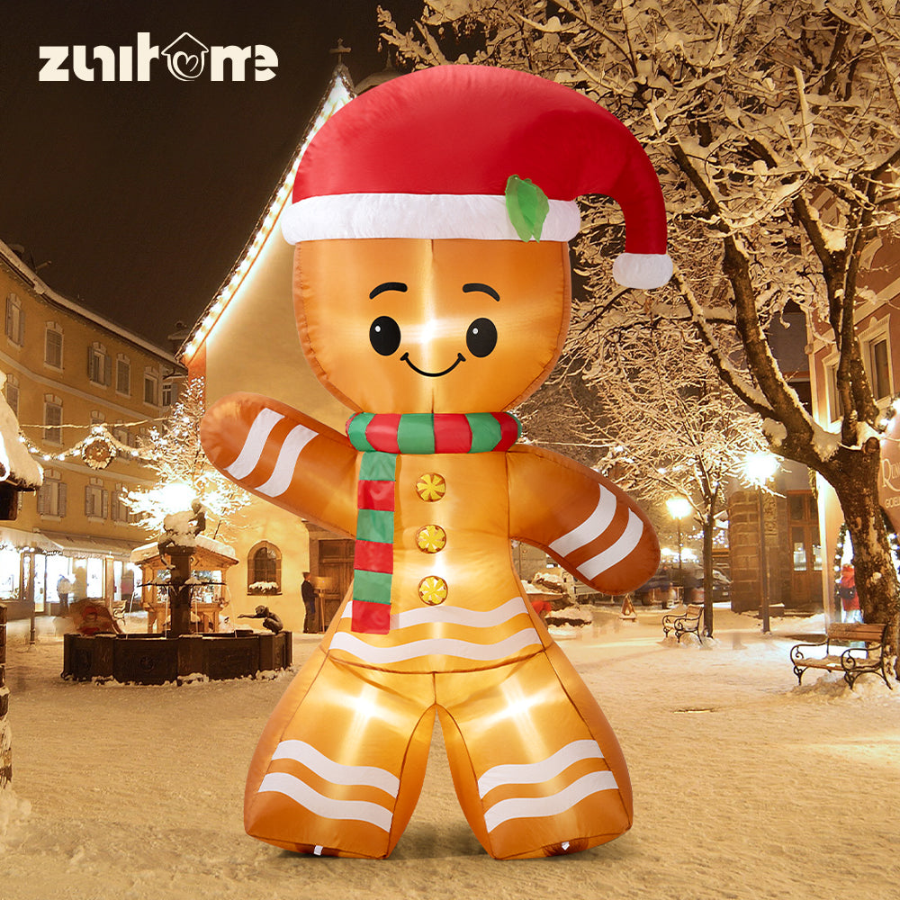 ZUNI Christmas Inflatable 2.4M Gingerbread Xmas Outdoor Decoration LED Lights - Sunyee