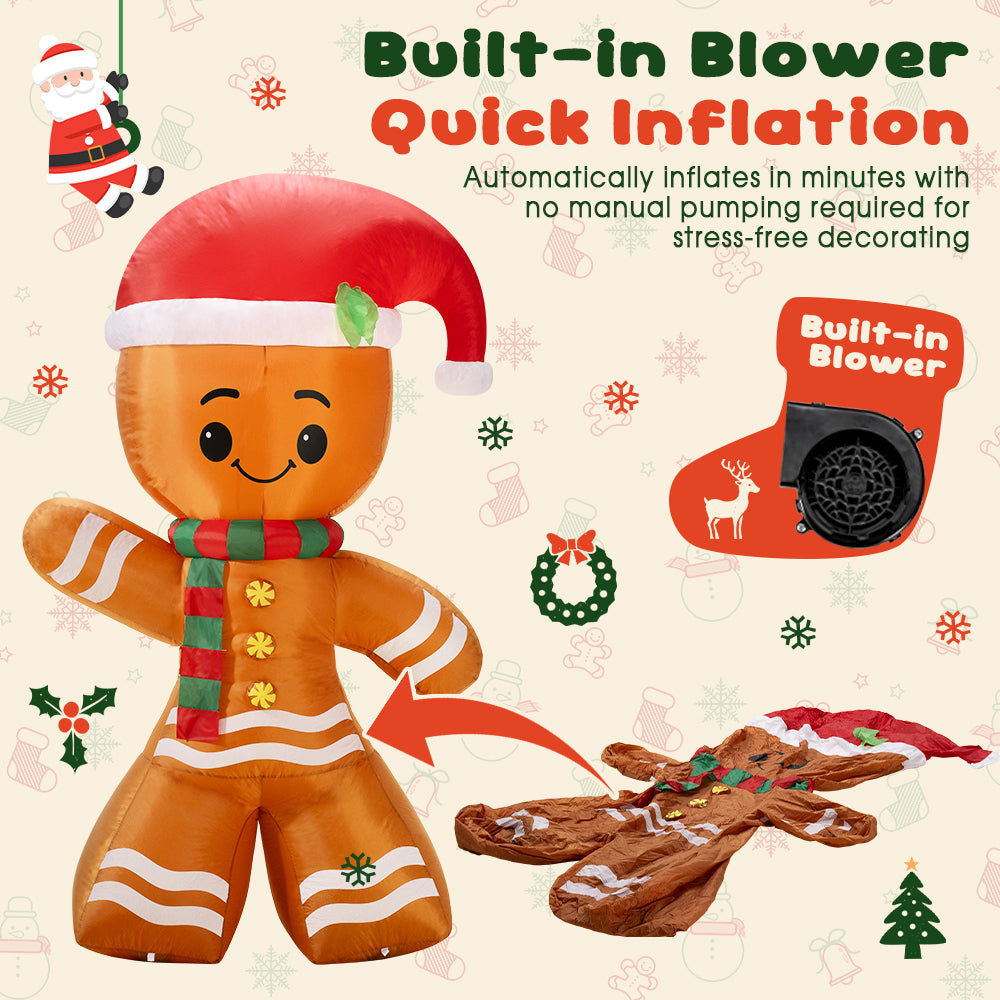 ZUNI Christmas Inflatable 2.4M Gingerbread Xmas Outdoor Decoration LED Lights - Sunyee