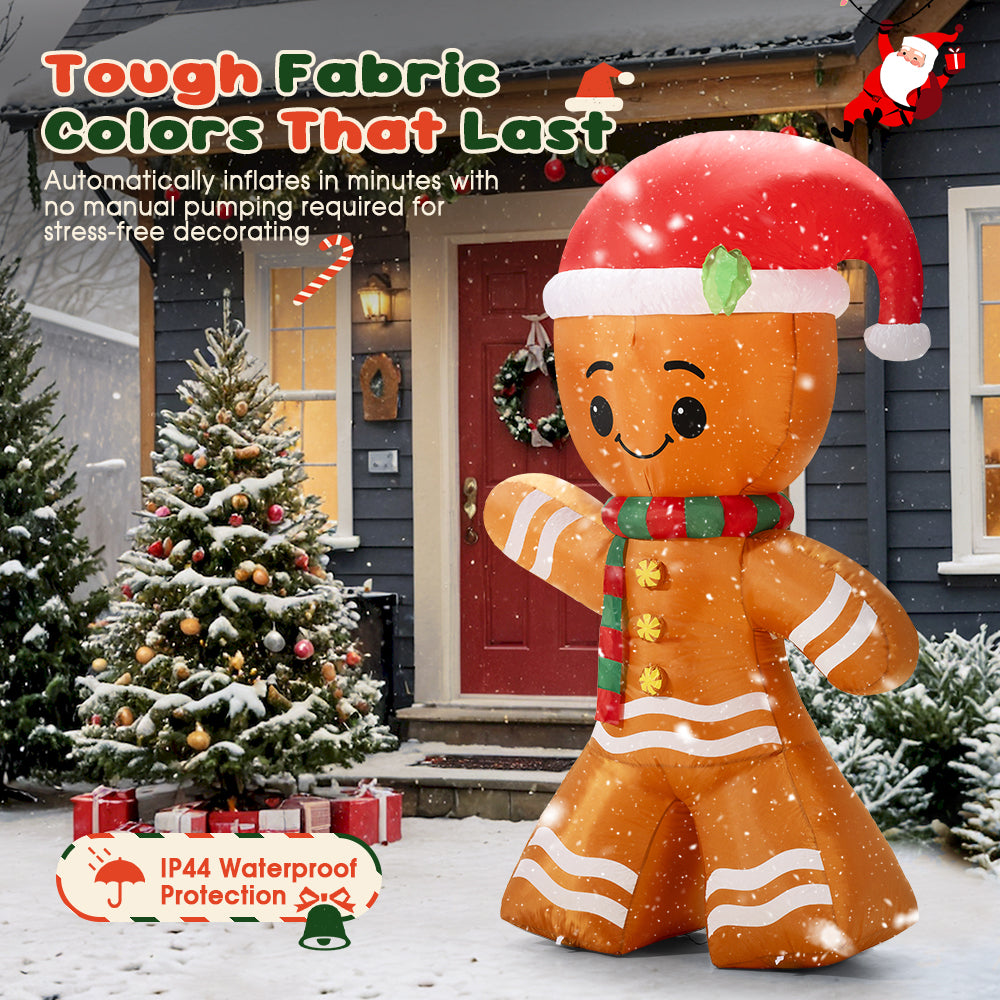 ZUNI Christmas Inflatable 2.4M Gingerbread Xmas Outdoor Decoration LED Lights - Sunyee