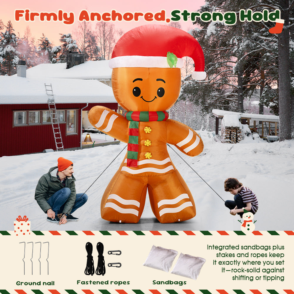 ZUNI Christmas Inflatable 2.4M Gingerbread Xmas Outdoor Decoration LED Lights - Sunyee