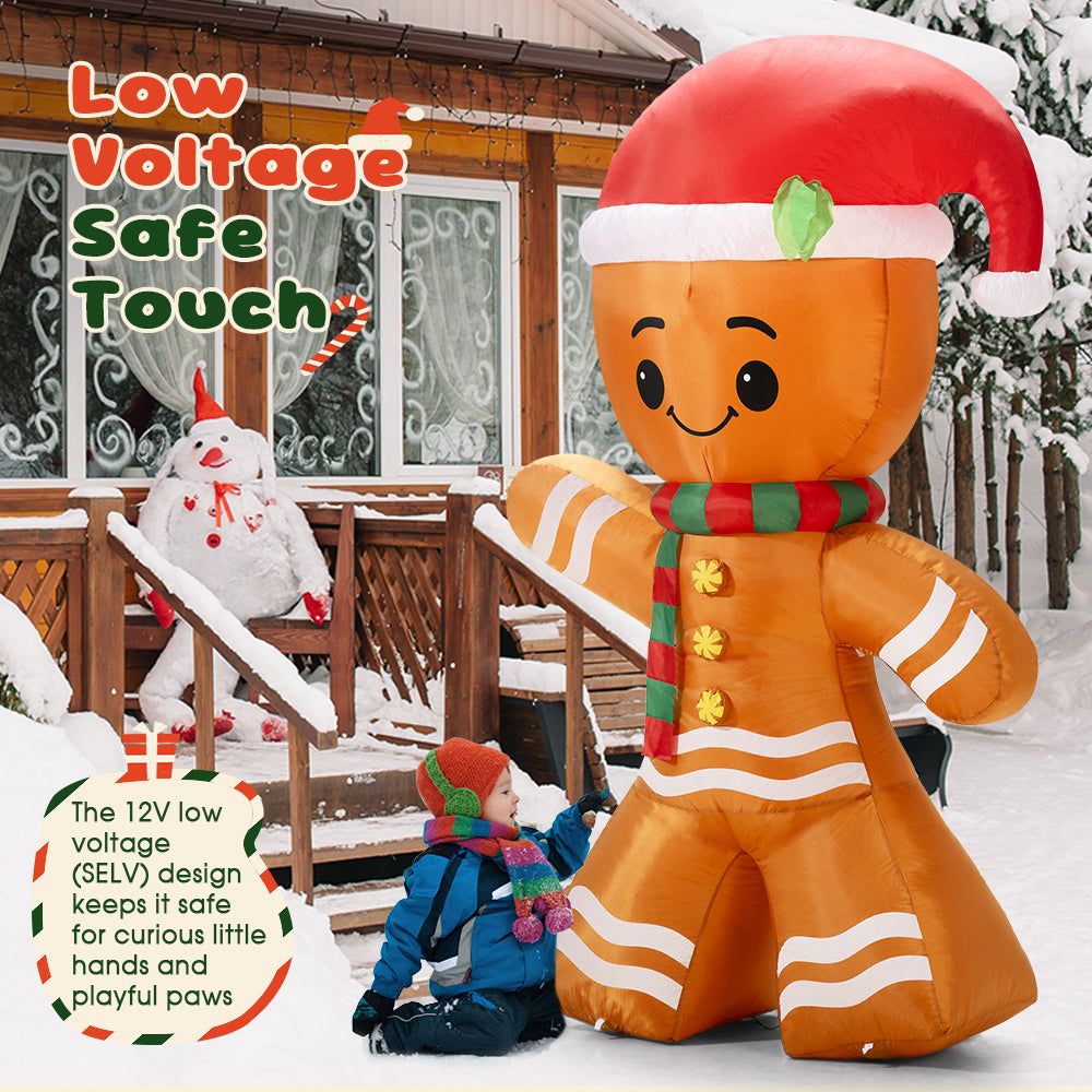 ZUNI Christmas Inflatable 2.4M Gingerbread Xmas Outdoor Decoration LED Lights - Sunyee