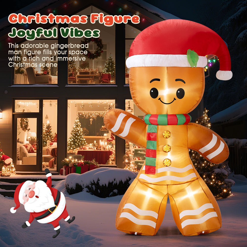 ZUNI Christmas Inflatable 2.4M Gingerbread Xmas Outdoor Decoration LED Lights - Sunyee