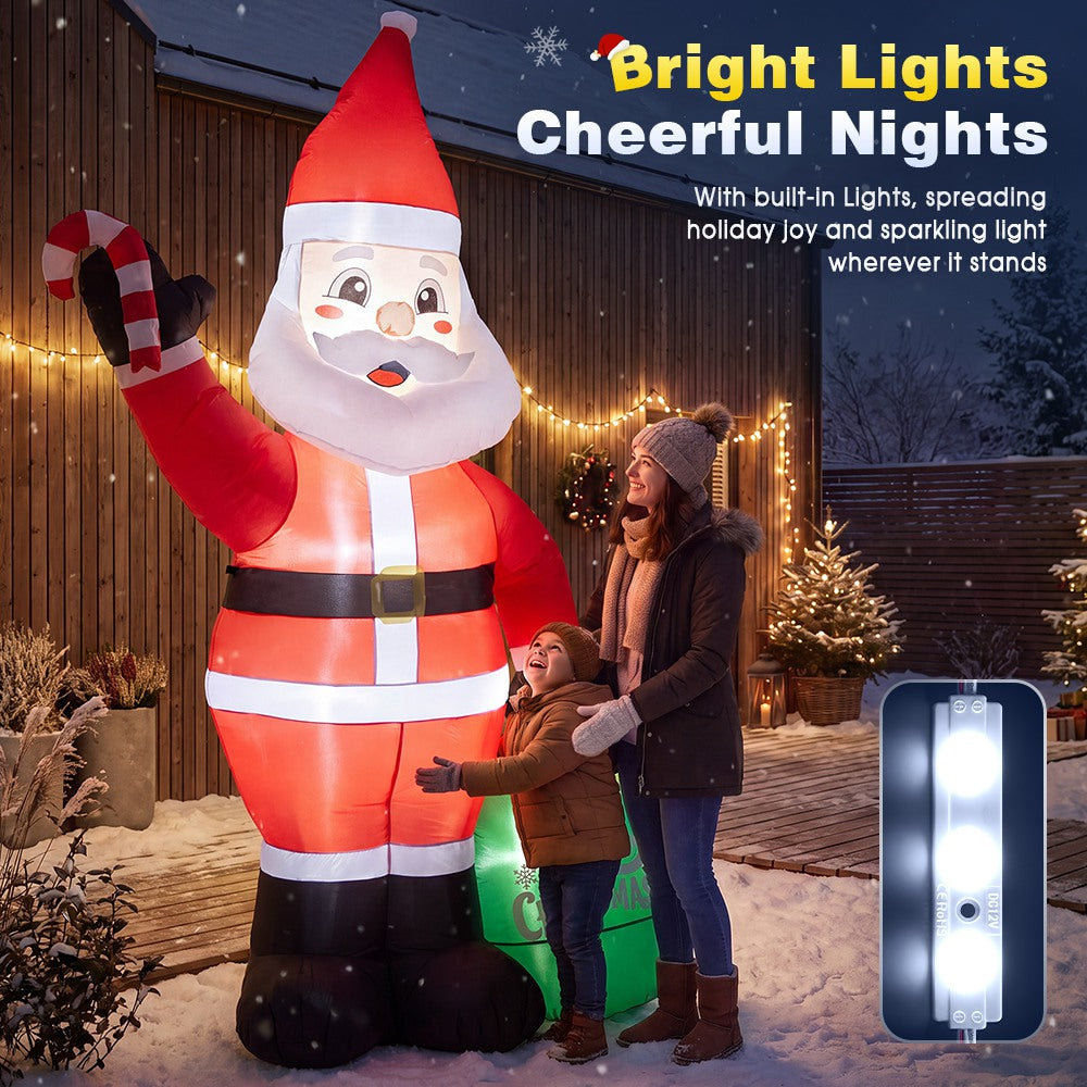 ZUNI Christmas Inflatable 2.4M Santa Claus Outdoor Decorations LED Lights