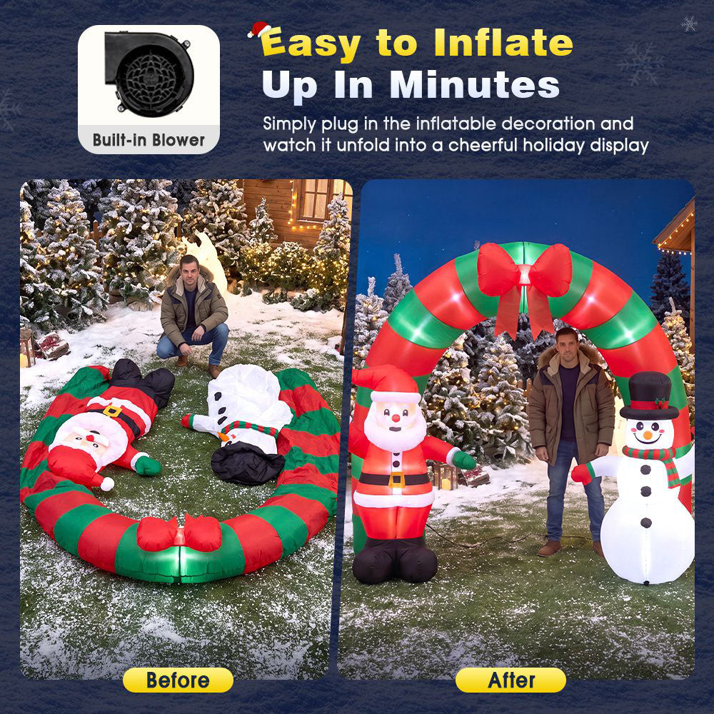 ZUNI Christmas Inflatable 2.4M Archway Outdoor Decorations LED Lights