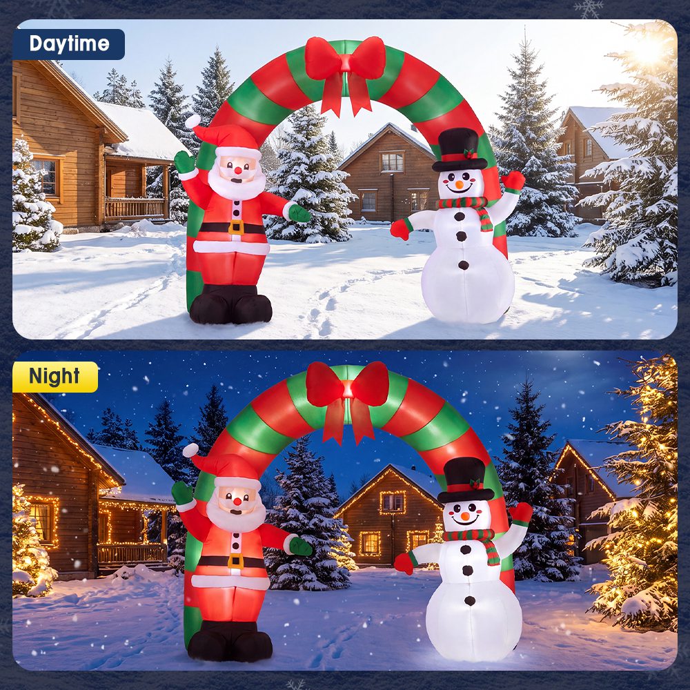 ZUNI Christmas Inflatable 2.4M Archway Outdoor Decorations LED Lights