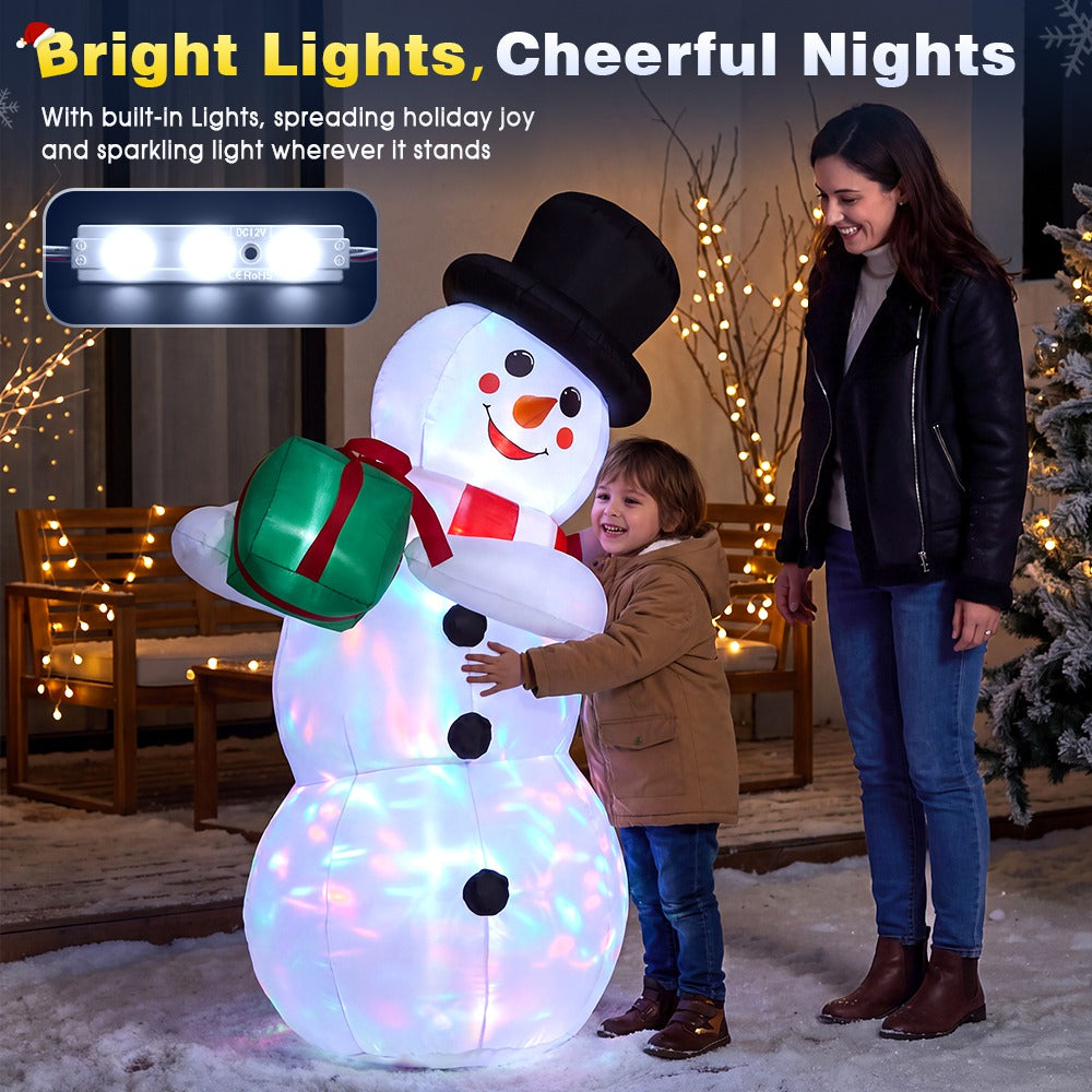 ZUNI Christmas Inflatable 1.2M Snowman Xmas Decorations Colourful LED Lights