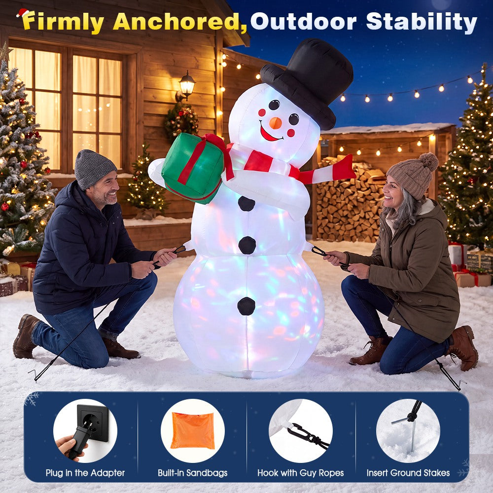 ZUNI Christmas Inflatable 1.2M Snowman Xmas Decorations Colourful LED Lights