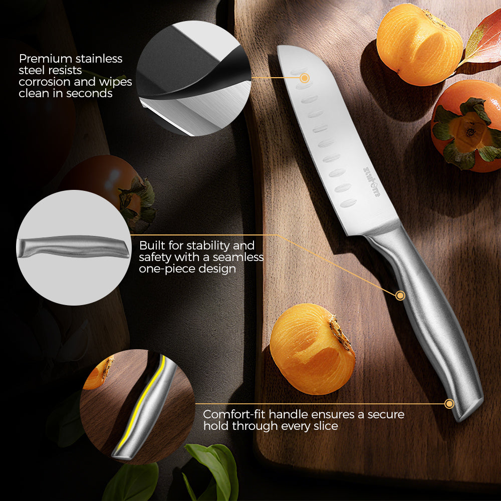 ZUNI 16PCS Kitchen Knife Set Stainless Steel Chef Knives w/ Block & Sharpener - Sunyee