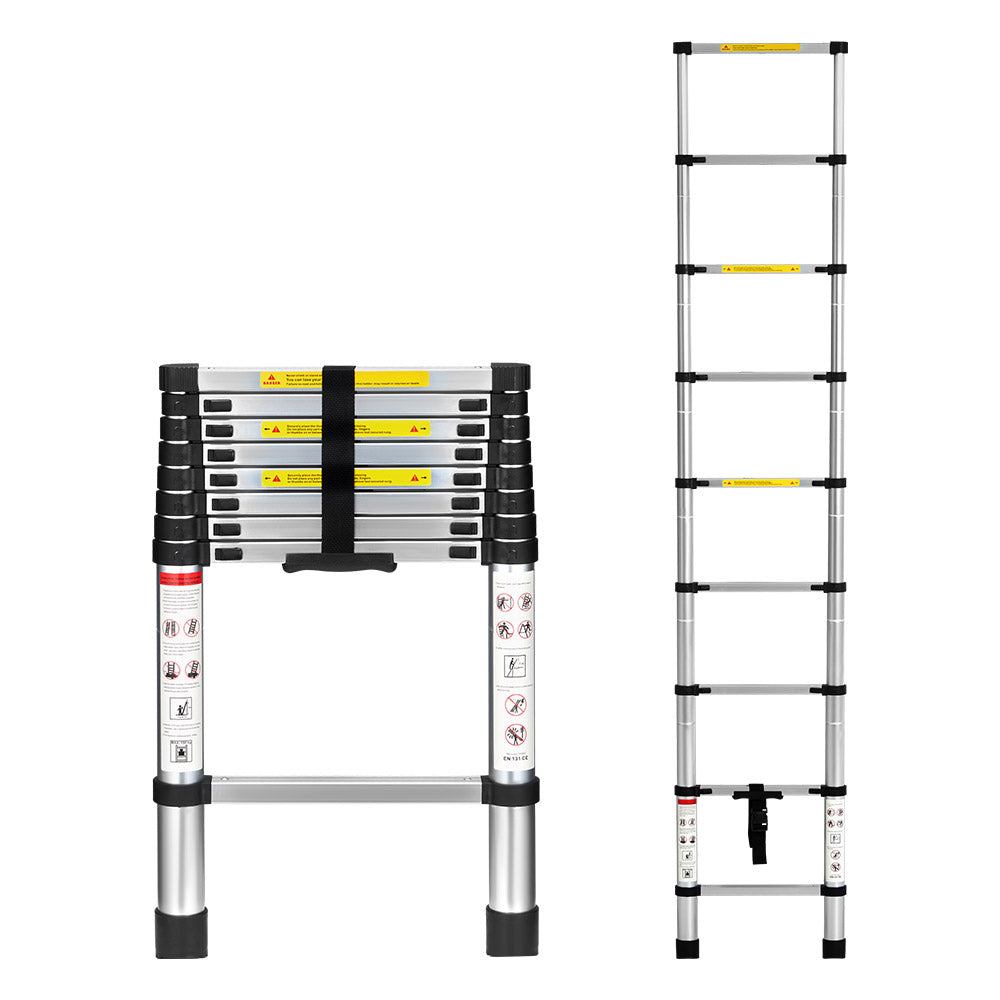 ZUNI 2/2.6/3.2/3.8M Telescopic Aluminium Ladder 150kg Load for Home& Work - Sunyee