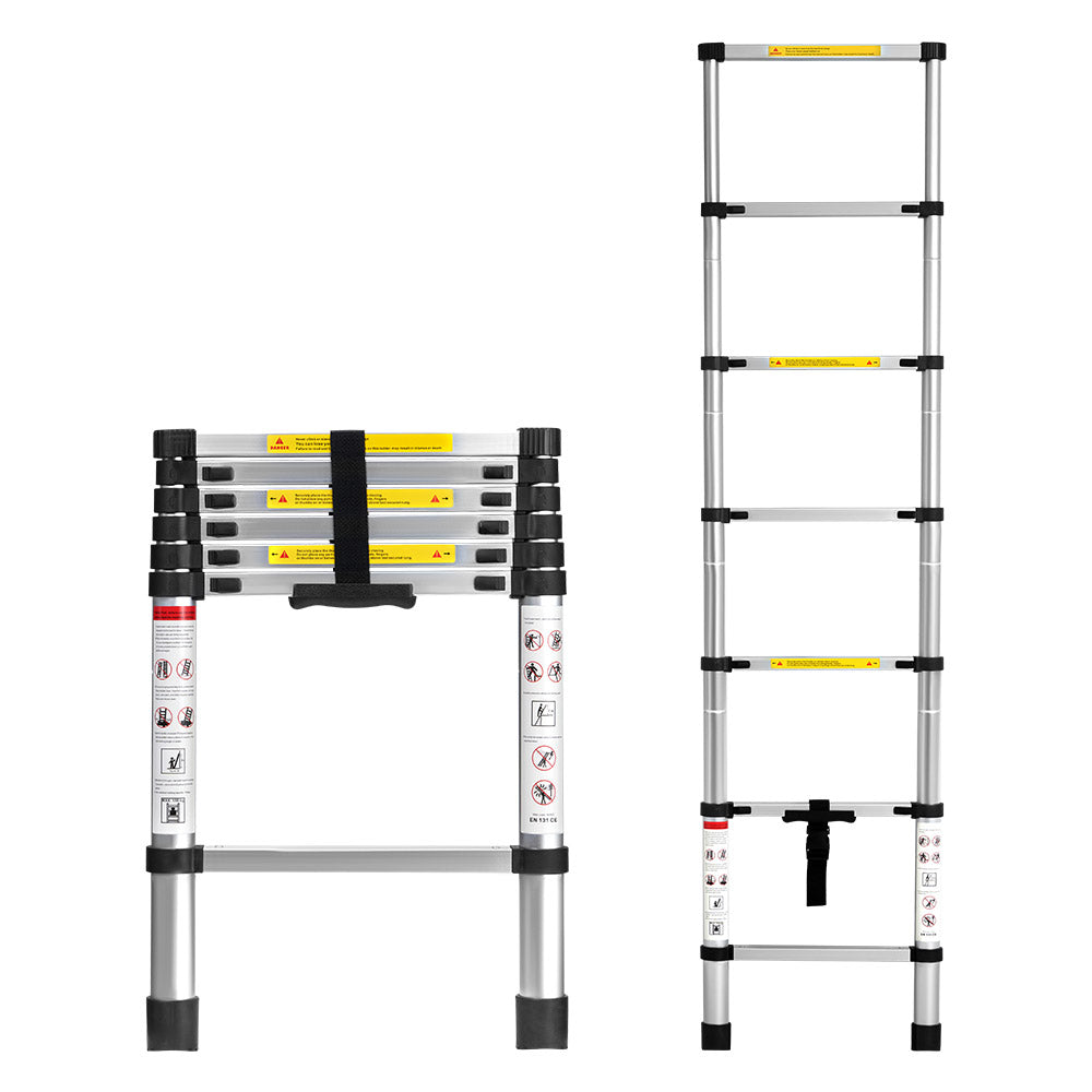 ZUNI 2/2.6/3.2/3.8M Telescopic Aluminium Ladder 150kg Load for Home& Work - Sunyee