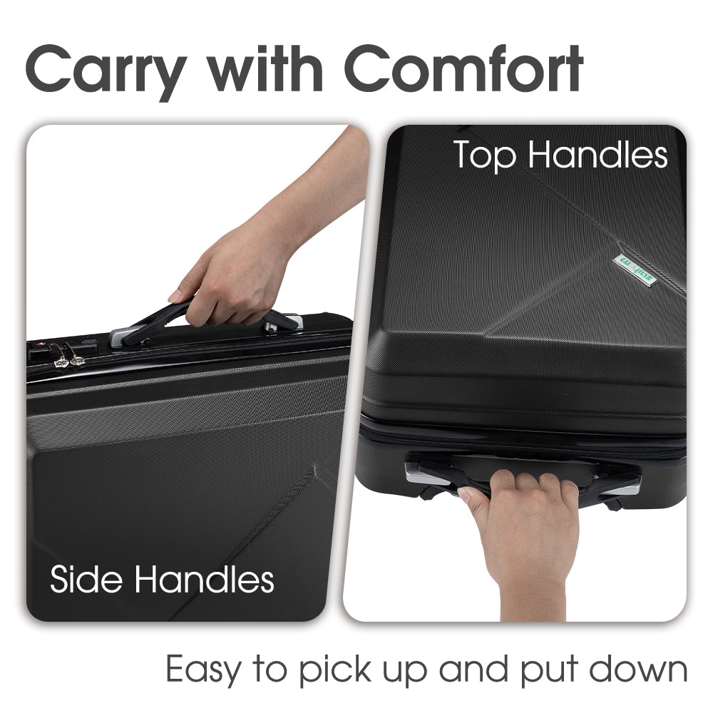 ZUNI 2PCS Luggage Suitcase Trolley Set Travel TSA Lock Storage Hard Case Black - Sunyee