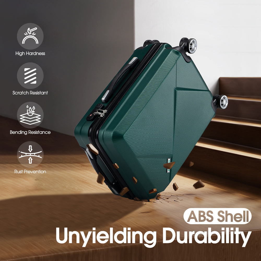 ZUNI 2PCS Luggage Suitcase Trolley Set Travel TSA Lock Storage Hard Case Green - Sunyee