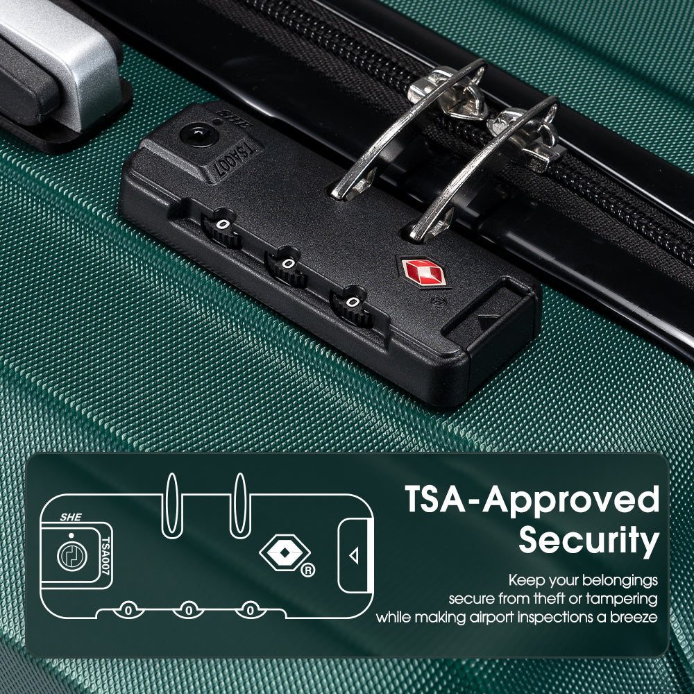 ZUNI 2PCS Luggage Suitcase Trolley Set Travel TSA Lock Storage Hard Case Green - Sunyee