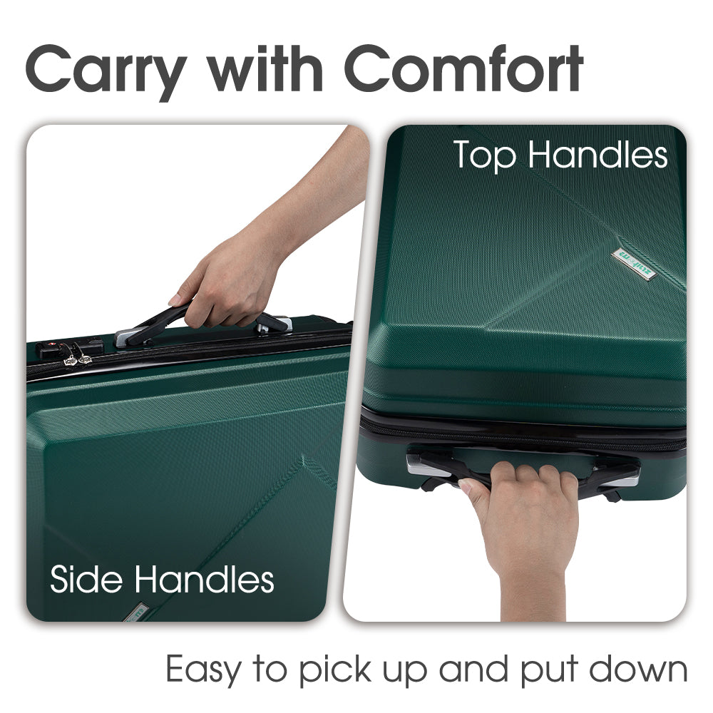 ZUNI 2PCS Luggage Suitcase Trolley Set Travel TSA Lock Storage Hard Case Green - Sunyee