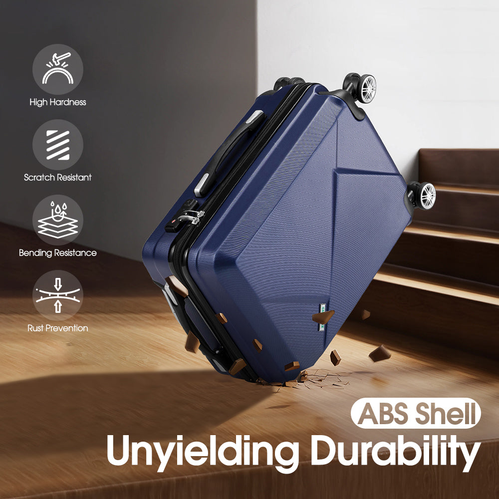 ZUNI 2PCS Luggage Suitcase Trolley Set Travel TSA Lock Storage Hard Case Navy - Sunyee