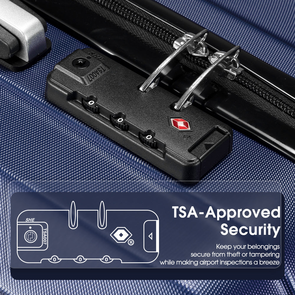 ZUNI 2PCS Luggage Suitcase Trolley Set Travel TSA Lock Storage Hard Case Navy - Sunyee