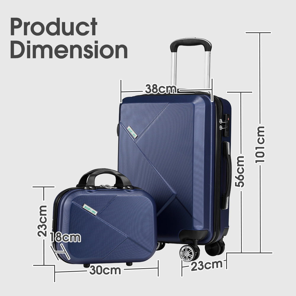 ZUNI 2PCS Luggage Suitcase Trolley Set Travel TSA Lock Storage Hard Case Navy - Sunyee