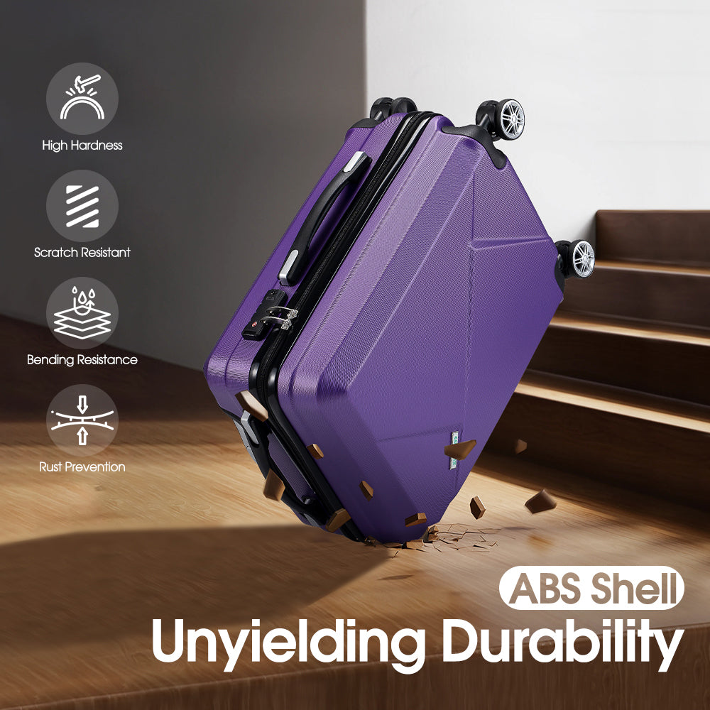 ZUNI 2PCS Luggage Suitcase Trolley Set Travel TSA Lock Storage Hard Case Purple - Sunyee