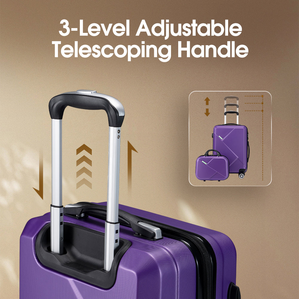 ZUNI 2PCS Luggage Suitcase Trolley Set Travel TSA Lock Storage Hard Case Purple - Sunyee