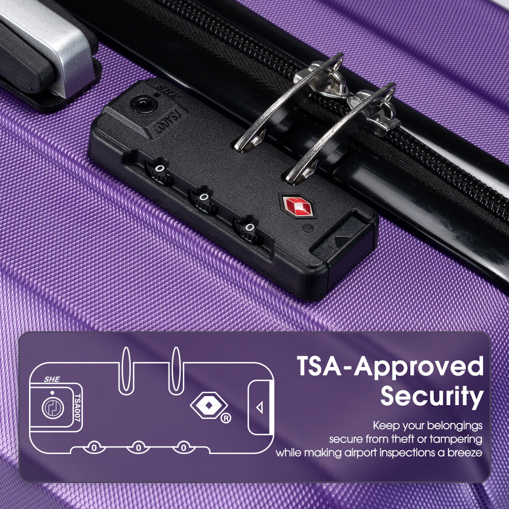 ZUNI 2PCS Luggage Suitcase Trolley Set Travel TSA Lock Storage Hard Case Purple - Sunyee