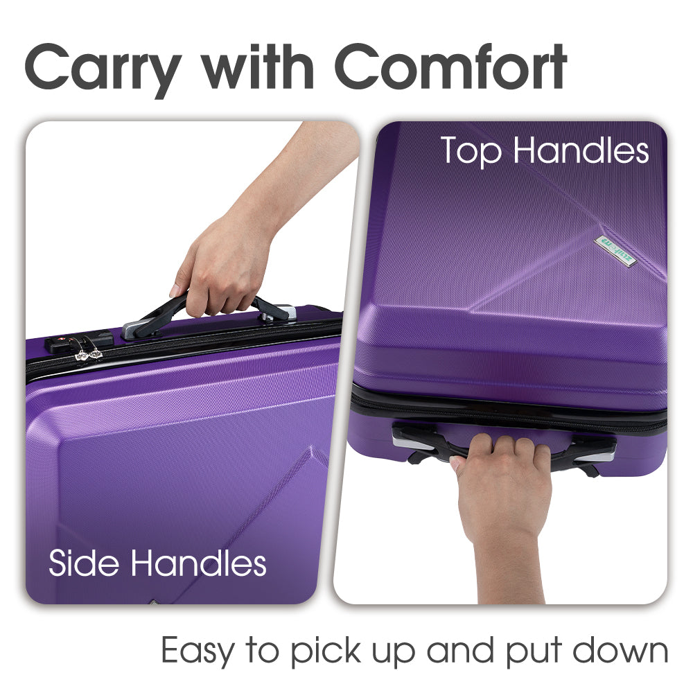 ZUNI 2PCS Luggage Suitcase Trolley Set Travel TSA Lock Storage Hard Case Purple - Sunyee