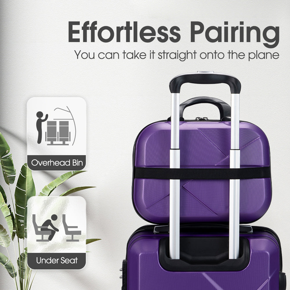 ZUNI 2PCS Luggage Suitcase Trolley Set Travel TSA Lock Storage Hard Case Purple - Sunyee