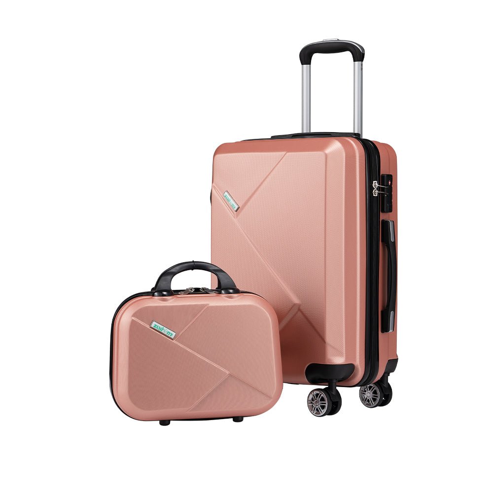 ZUNI 2PCS Luggage Suitcase Trolley Set Travel TSA Lock Storage Hard Case Pink - Sunyee