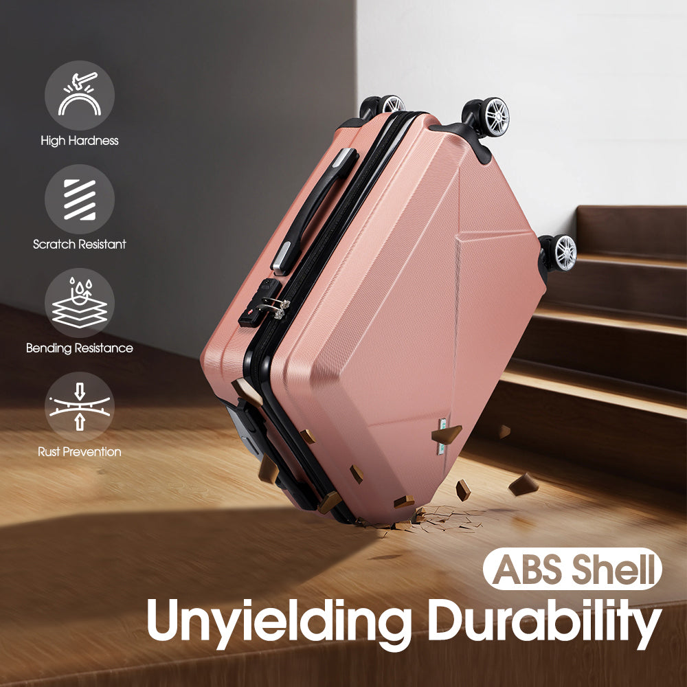 ZUNI 2PCS Luggage Suitcase Trolley Set Travel TSA Lock Storage Hard Case Pink - Sunyee