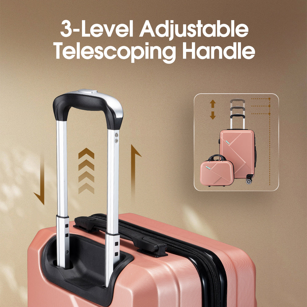 ZUNI 2PCS Luggage Suitcase Trolley Set Travel TSA Lock Storage Hard Case Pink - Sunyee