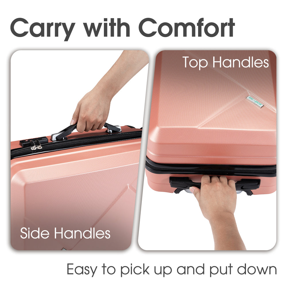 ZUNI 2PCS Luggage Suitcase Trolley Set Travel TSA Lock Storage Hard Case Pink - Sunyee