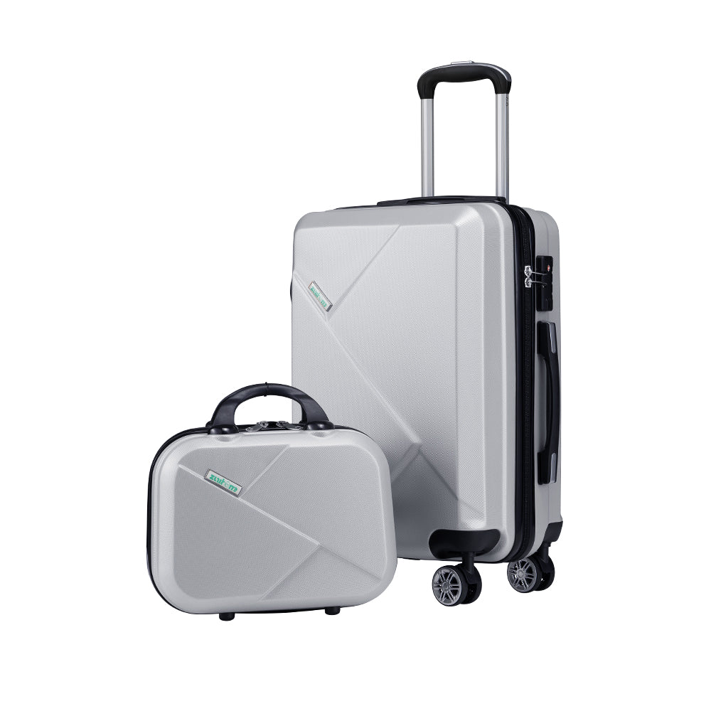 ZUNI 2PCS Luggage Suitcase Trolley Set Travel TSA Lock Storage Hard Case Silver - Sunyee