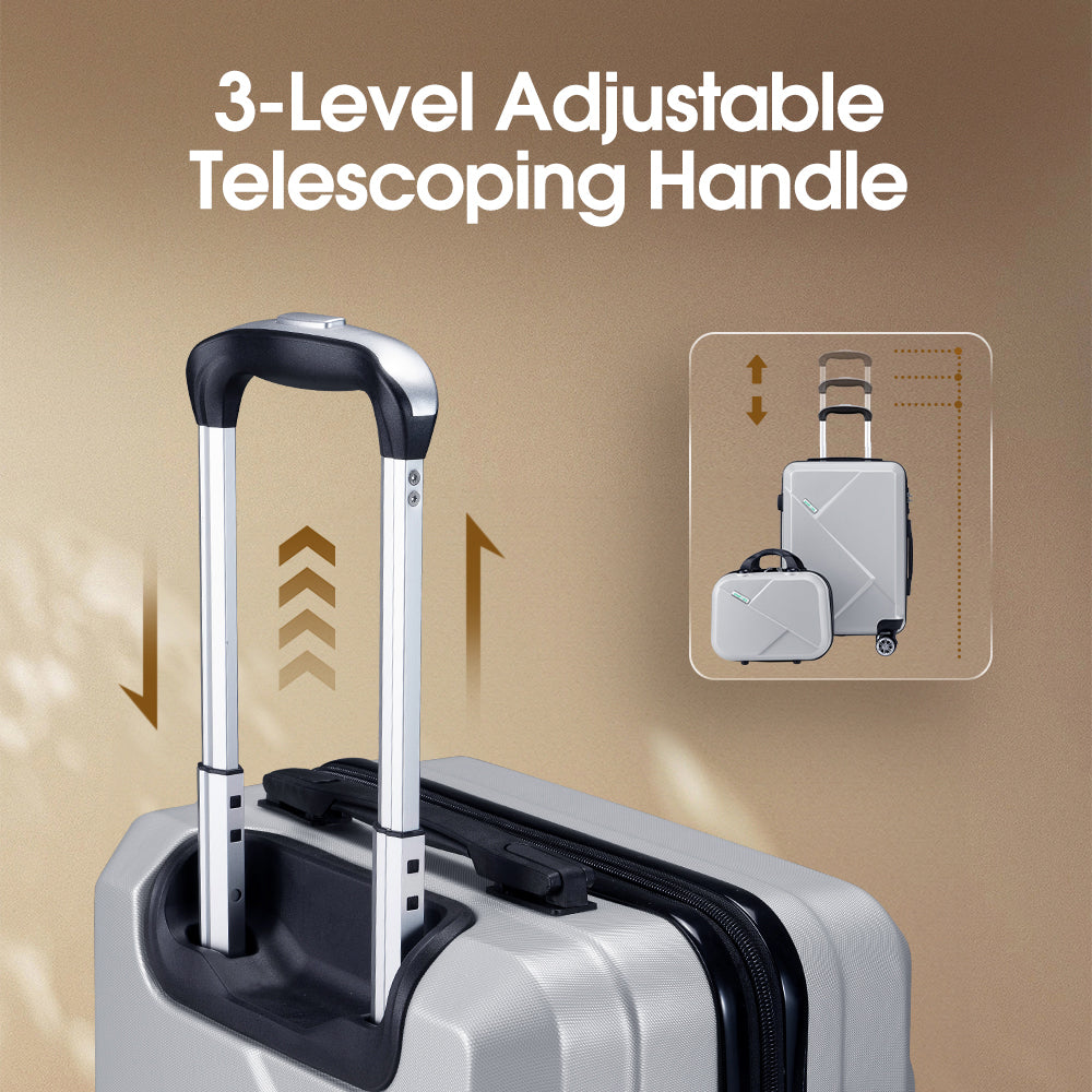 ZUNI 2PCS Luggage Suitcase Trolley Set Travel TSA Lock Storage Hard Case Silver - Sunyee