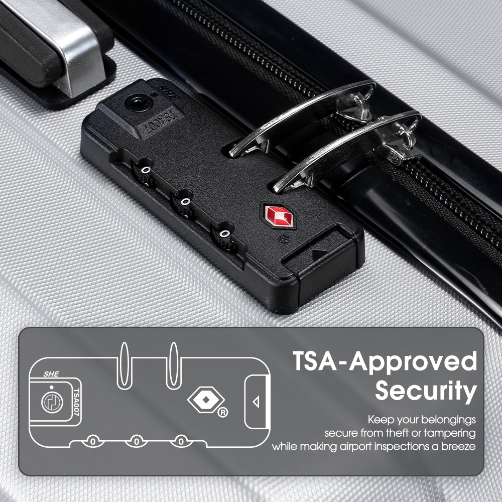ZUNI 2PCS Luggage Suitcase Trolley Set Travel TSA Lock Storage Hard Case Silver - Sunyee