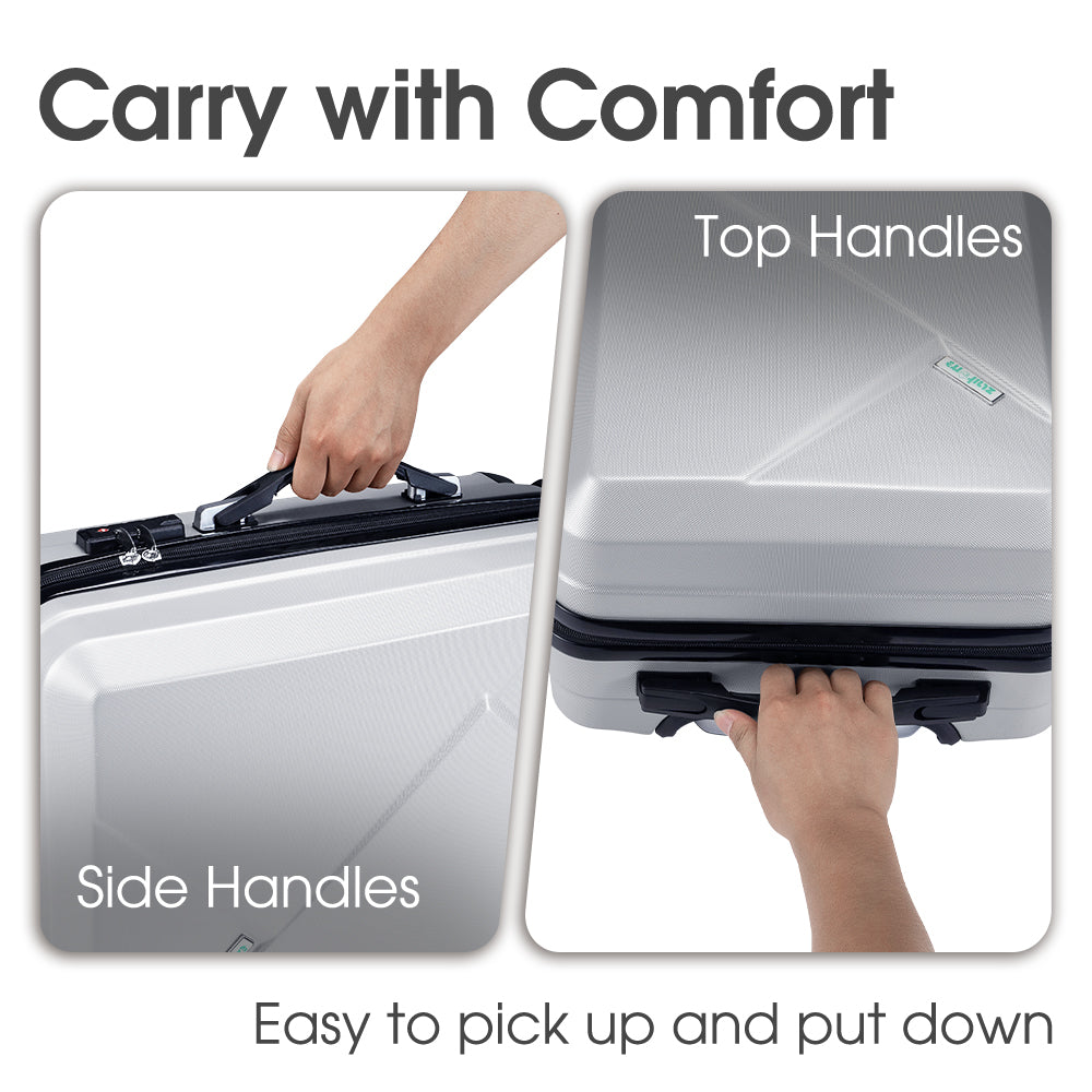 ZUNI 2PCS Luggage Suitcase Trolley Set Travel TSA Lock Storage Hard Case Silver - Sunyee