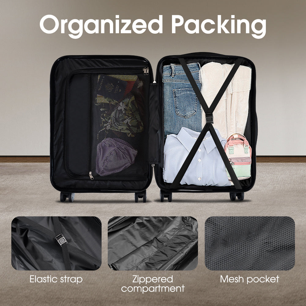ZUNI 2PCS Luggage Suitcase Trolley Set Travel TSA Lock Storage Hard Case Silver - Sunyee