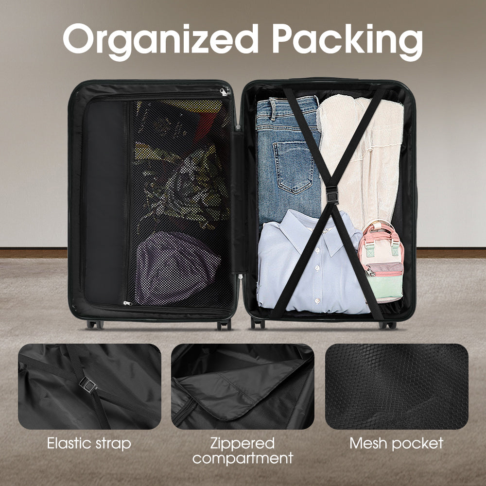 ZUNI 1/2/4PCS Luggage Suitcase Trolley Set Travel TSA Lock Storage Hard Case - Sunyee