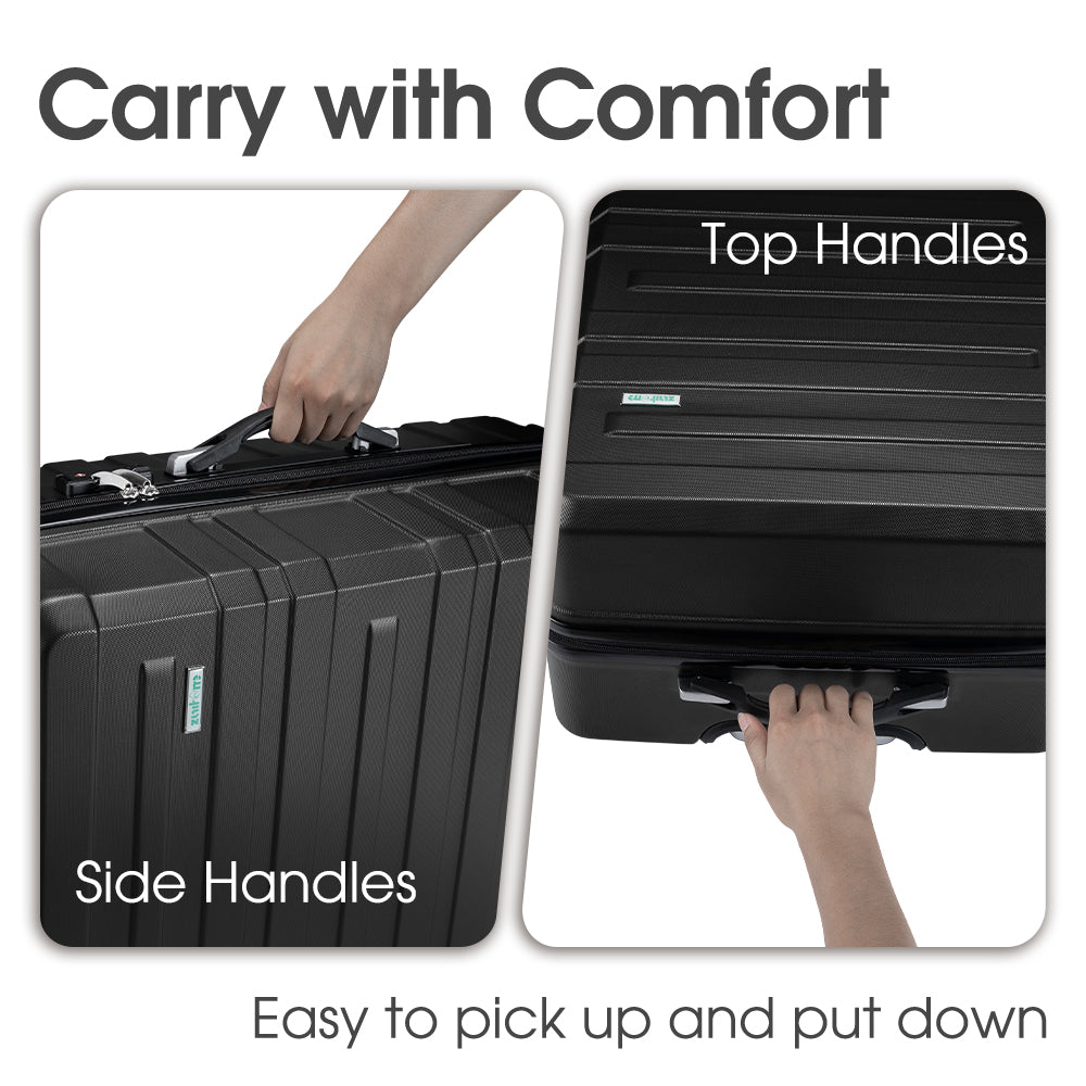 ZUNI 28" Luggage Suitcase Trolley Set Travel TSA Lock Storage Hard Case Black - Sunyee