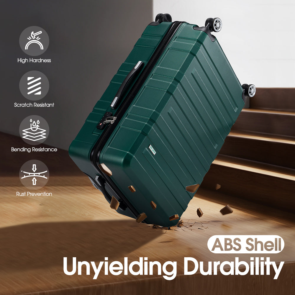 ZUNI 28" Luggage Suitcase Trolley Set Travel TSA Lock Storage Hard Case Green - Sunyee