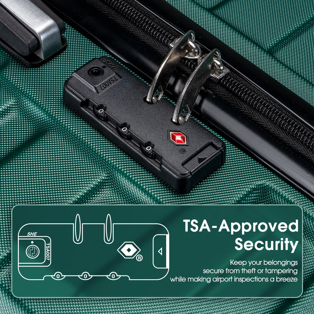 ZUNI 28" Luggage Suitcase Trolley Set Travel TSA Lock Storage Hard Case Green - Sunyee