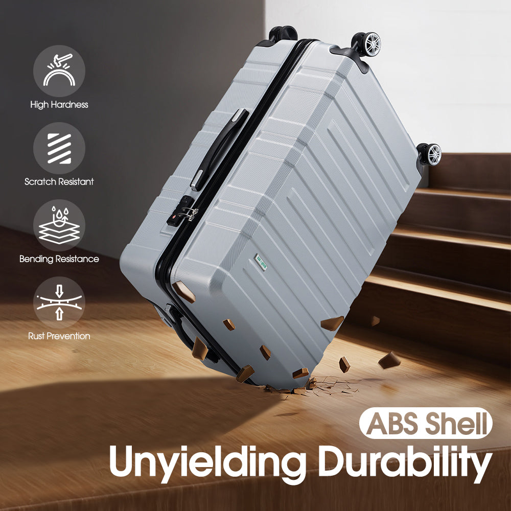 ZUNI 28" Luggage Suitcase Trolley Set Travel TSA Lock Storage Hard Case Silver - Sunyee